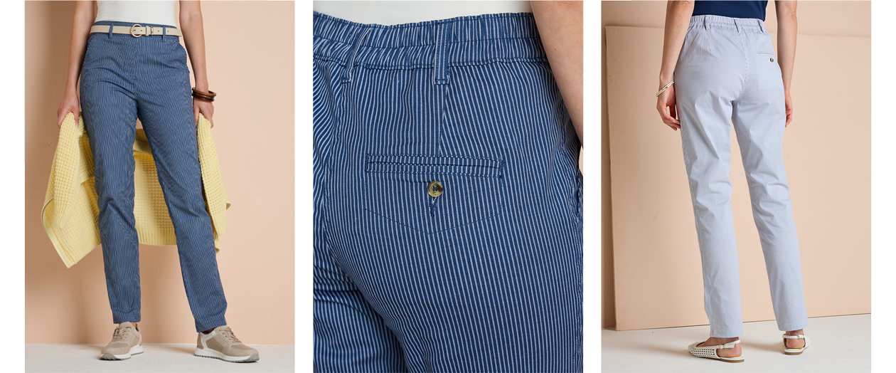 Stripe Cotton Chino Pull On Trouser - LT334